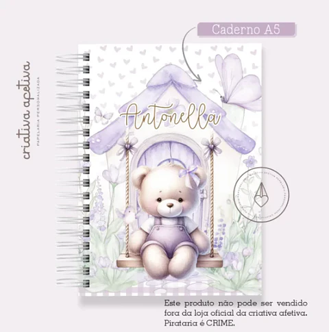 Arquivo Caderno Ursinha Lilás - Criativa Afetiva