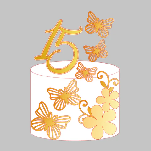 Arquivo topo de bolo 15 anos borboletas
