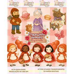 Kit Digital Chapeuzinho Vermelho Aquarela - Que Fofura Criativos