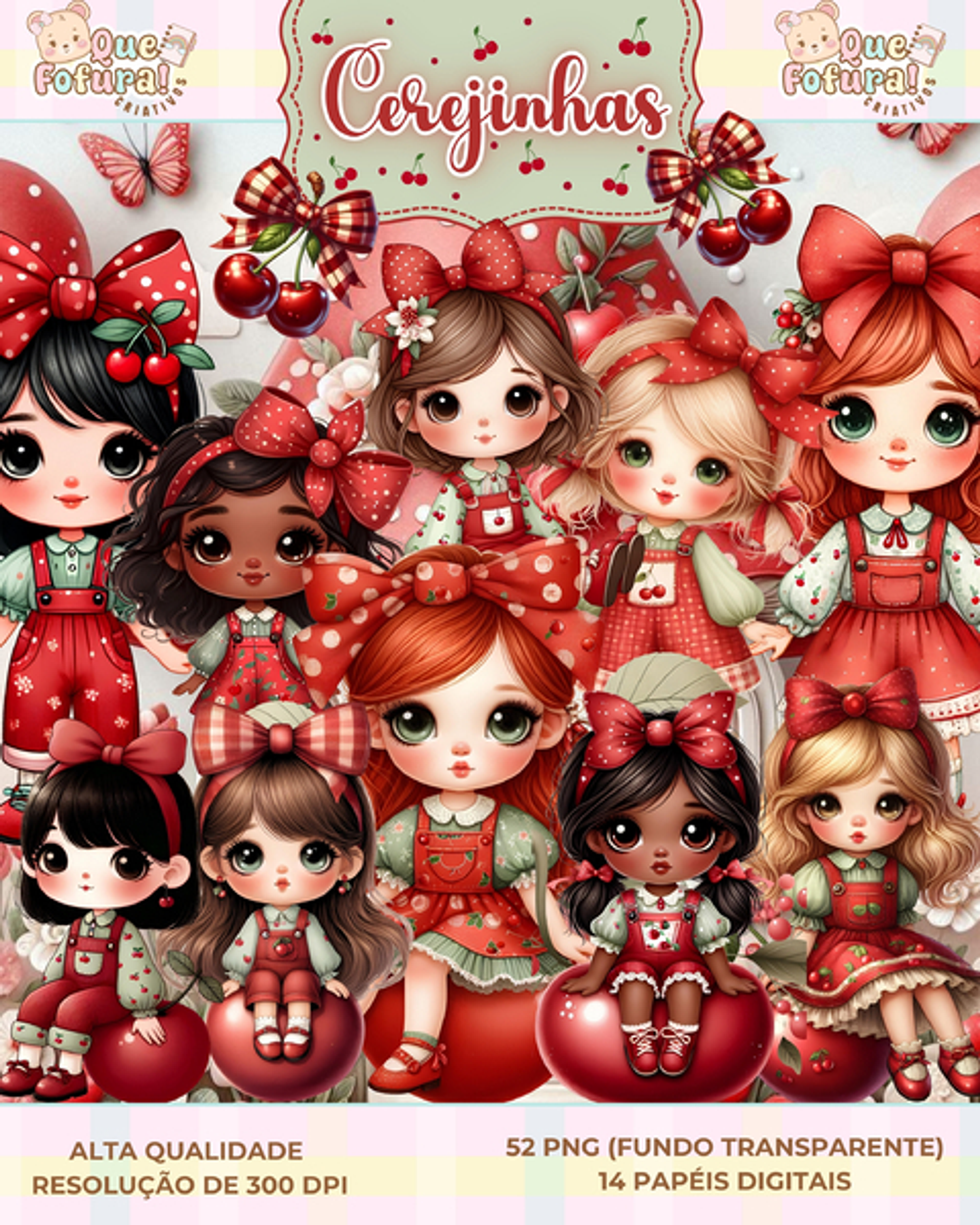 Kit Digital Cerejinhas - Que Fofura Criativos 1