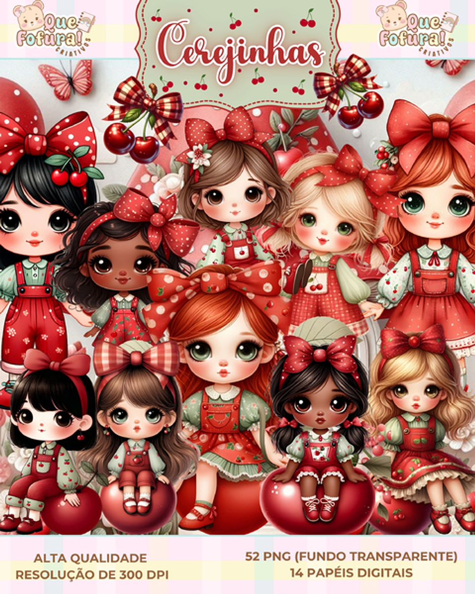 Kit Digital Cerejinhas - Que Fofura Criativos 1