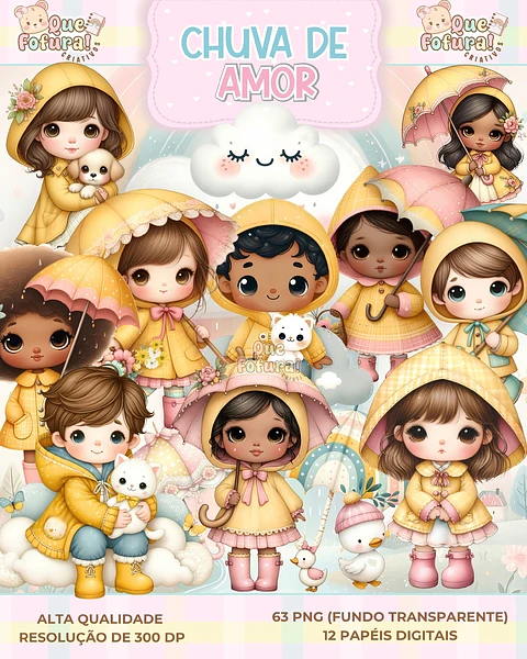 Kit Digital Chuva de Amor - Que Fofura Criativos