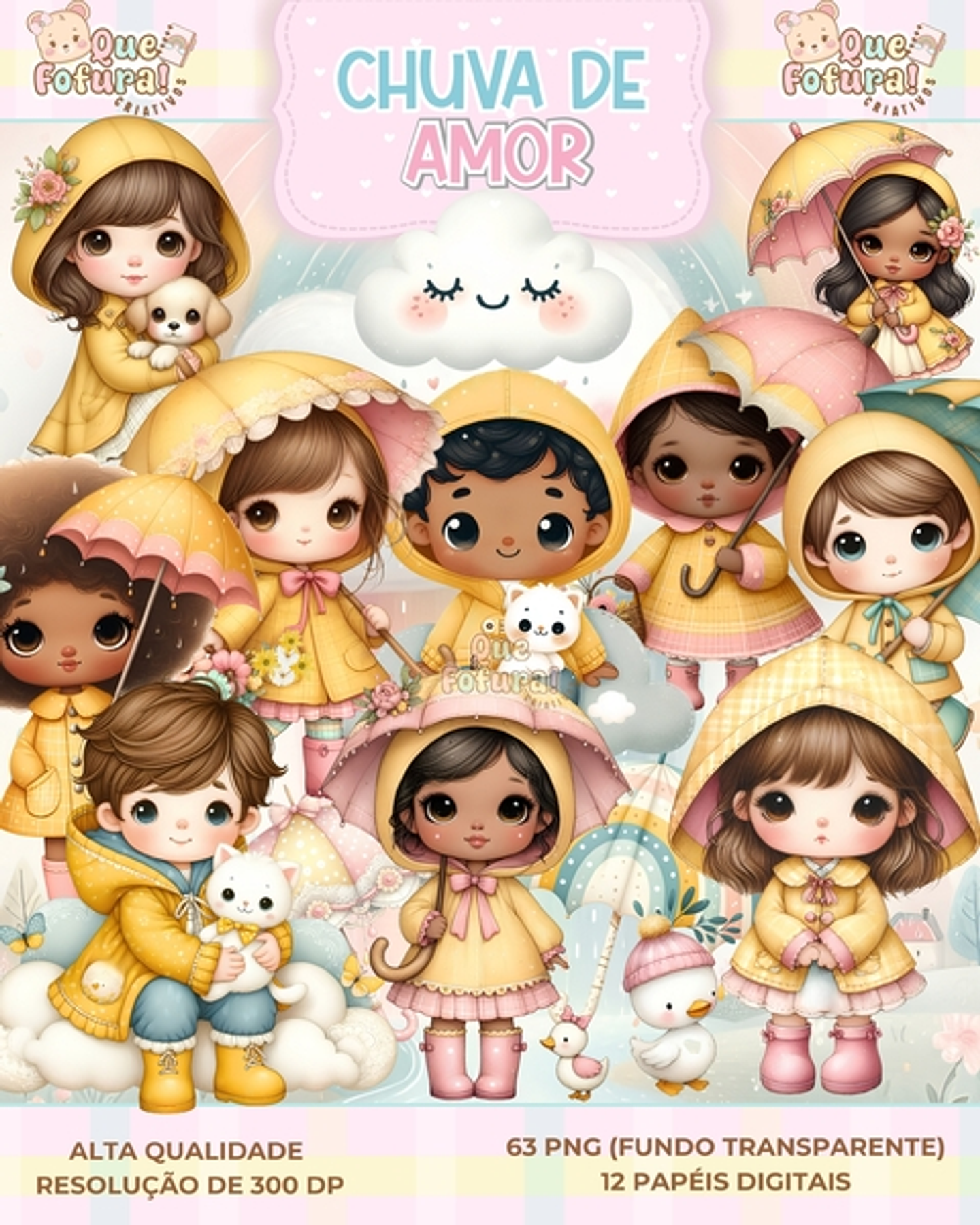 Kit Digital Chuva de Amor - Que Fofura Criativos 1