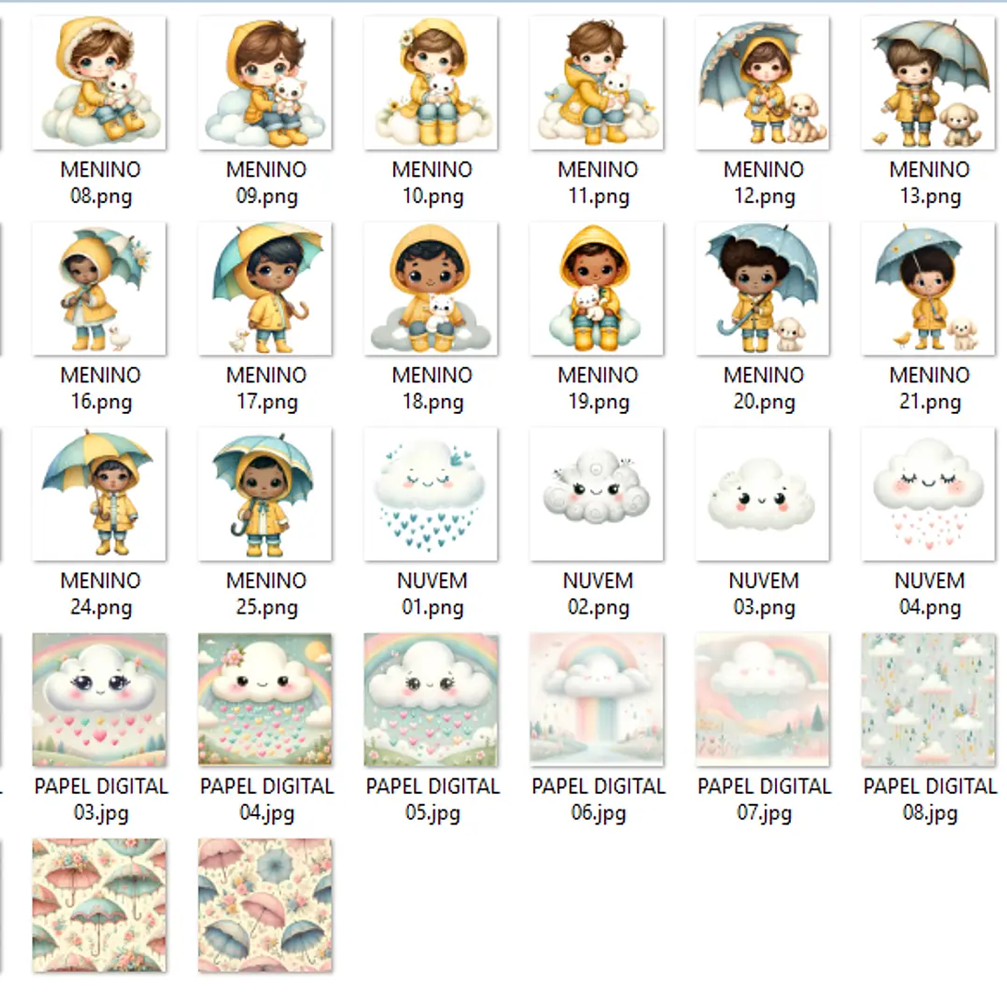 Kit Digital Chuva de Amor - Que Fofura Criativos 2