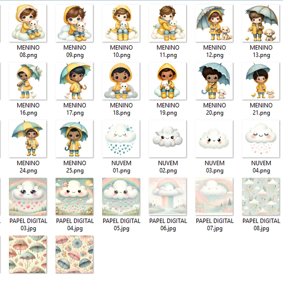 Kit Digital Chuva de Amor - Que Fofura Criativos 2