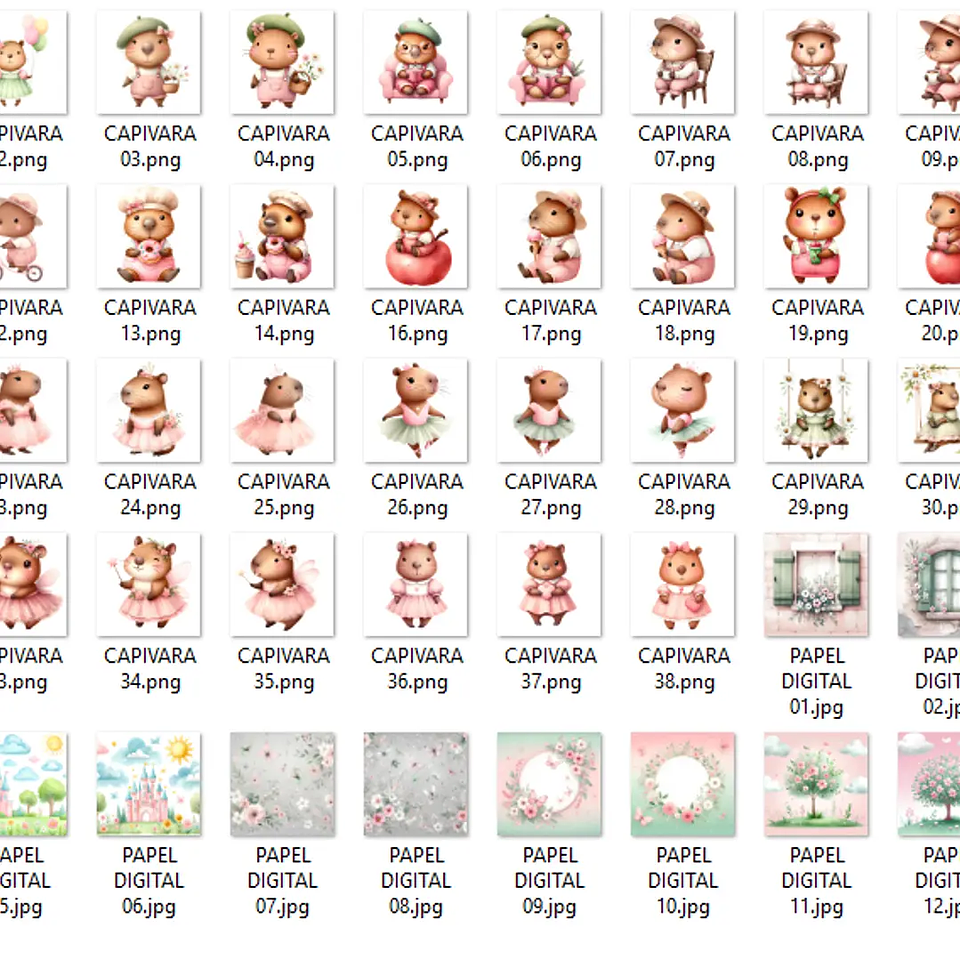 Kit Digital Capivarinhas Charmosinhas - Que Fofura Criativos 2