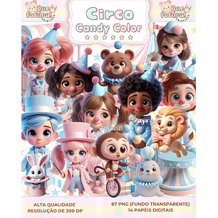 Kit Digital Circo Candy Color - Que Fofura