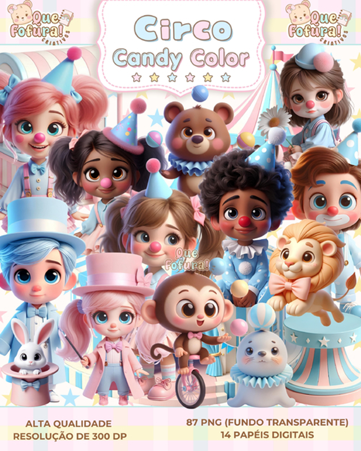 Kit Digital Circo Candy Color - Que Fofura 1