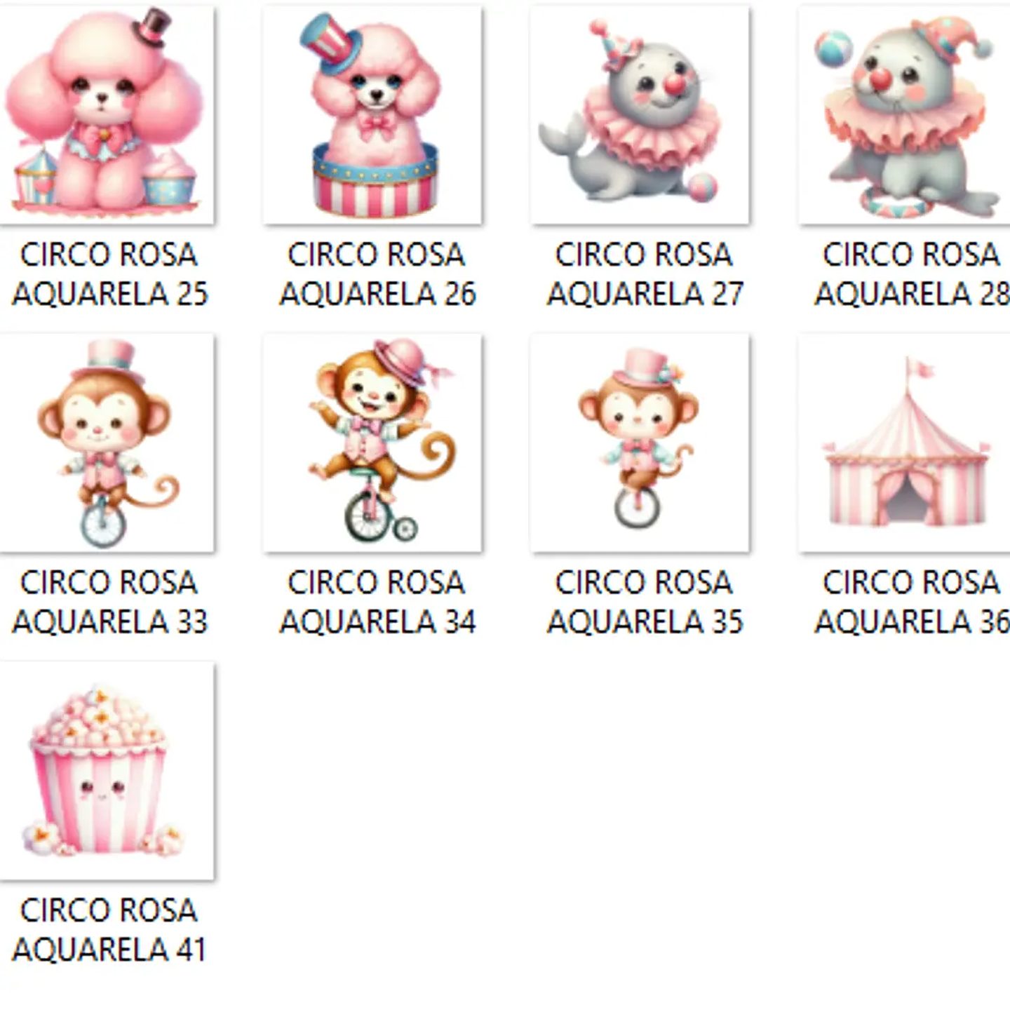 Kit Digital Circo Rosa Aquarela - Que Fofura 2