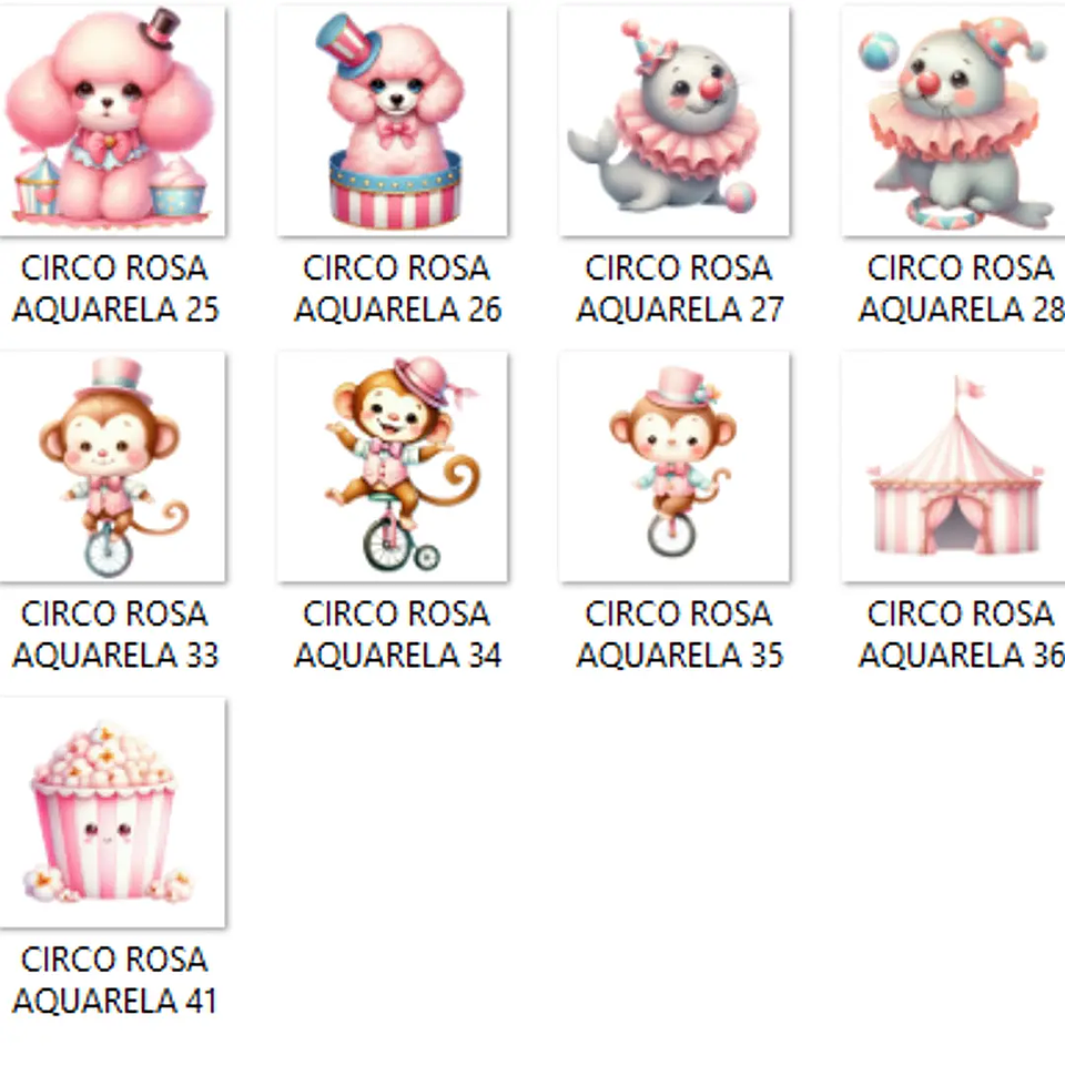 Kit Digital Circo Rosa Aquarela - Que Fofura 2