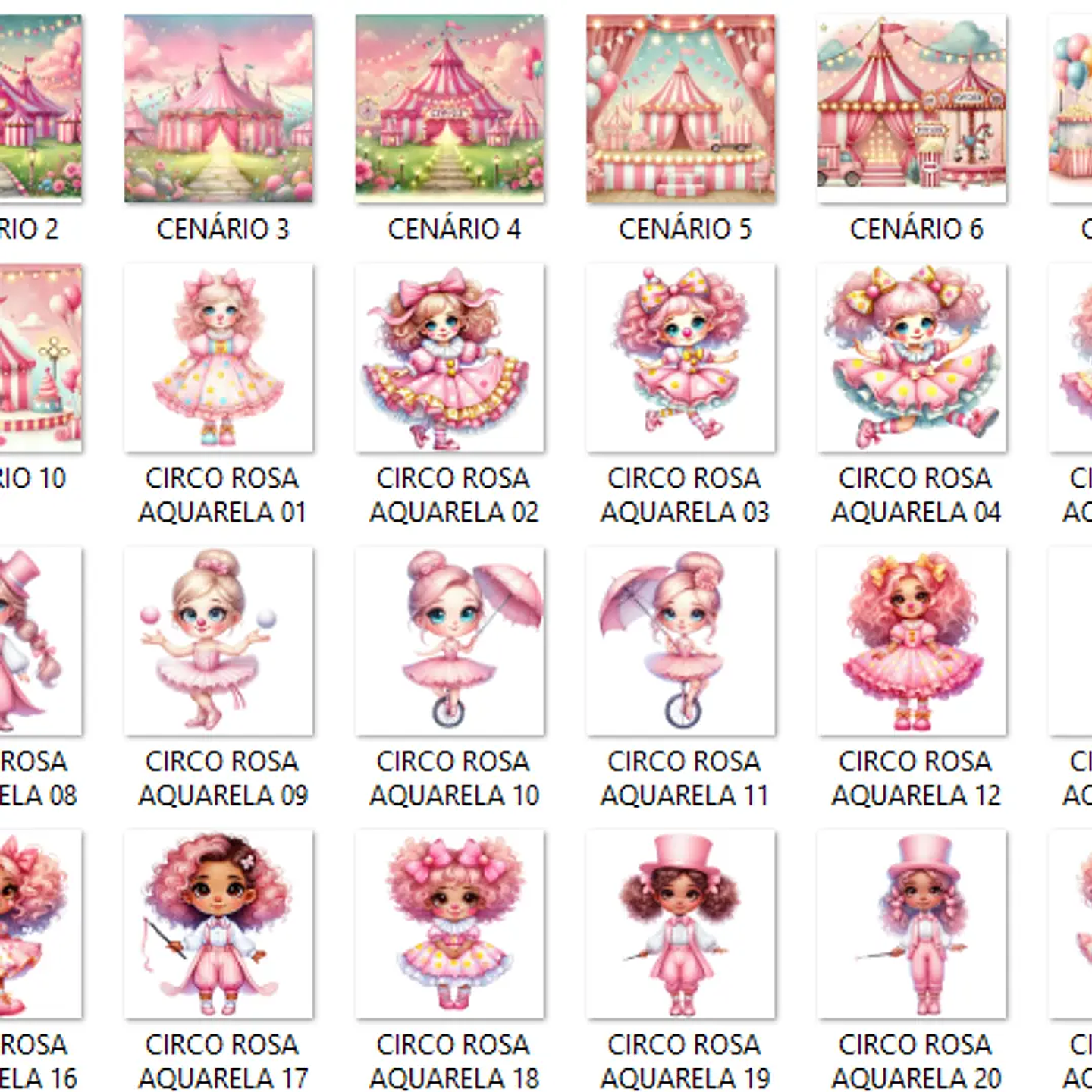 Kit Digital Circo Rosa Aquarela - Que Fofura 3