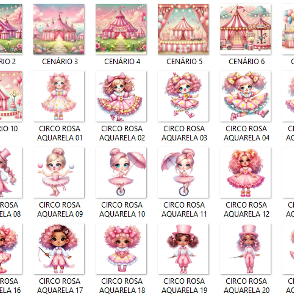 Kit Digital Circo Rosa Aquarela - Que Fofura 3