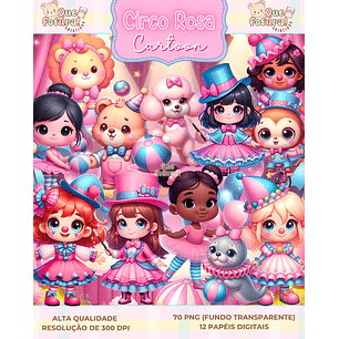 Kit Digital Circo Rosa Cartoon - Que Fofura