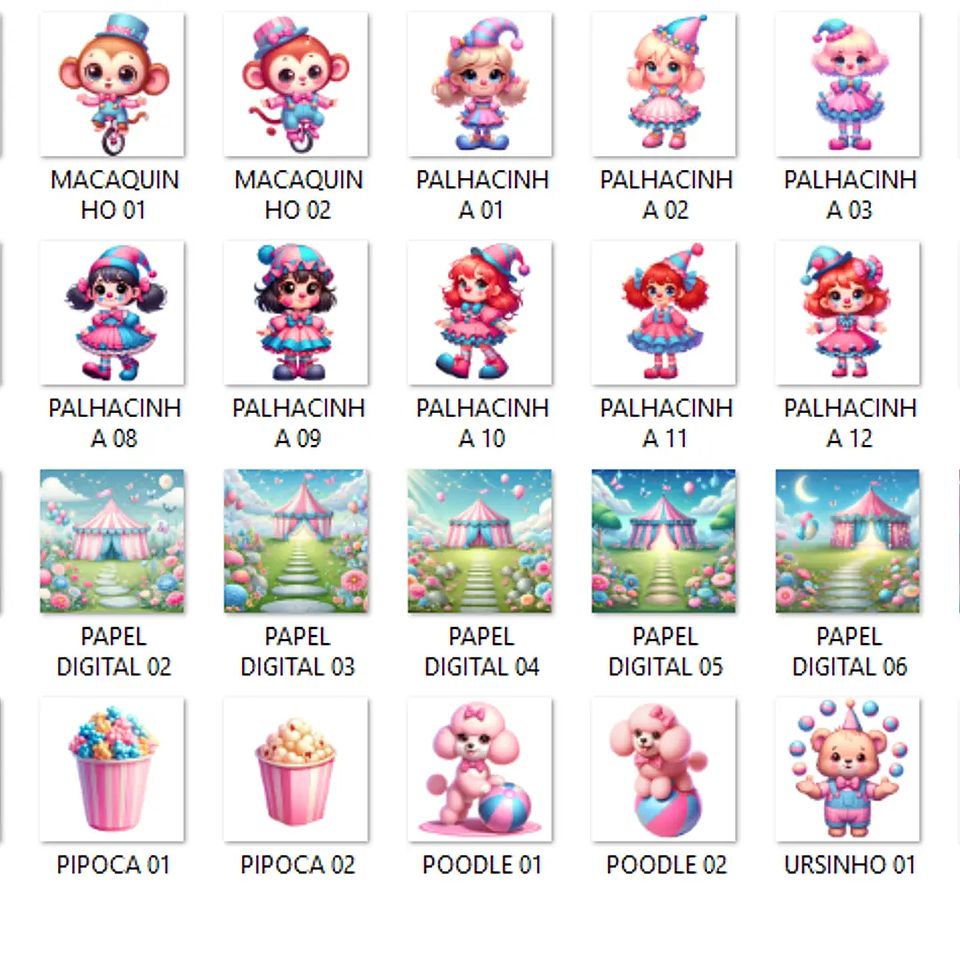 Kit Digital Circo Rosa Cartoon - Que Fofura 2