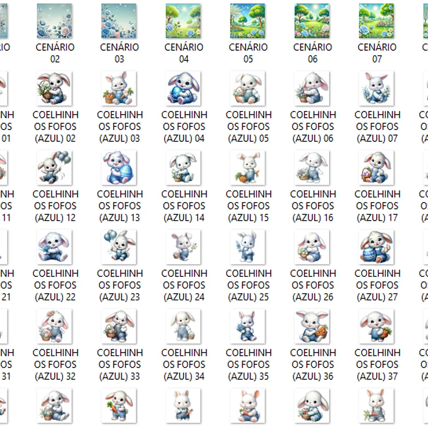 Kit Digital Coelhinhos Fofos Azul - Que Fofura 3