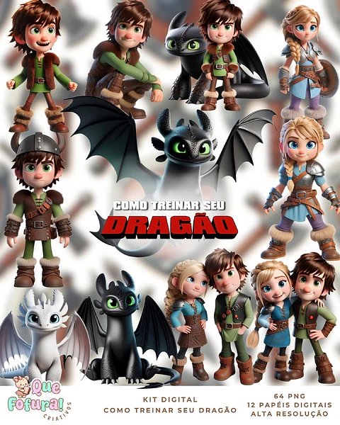 Kit Digital Como Treinar o Seu Dragão - Que Fofura