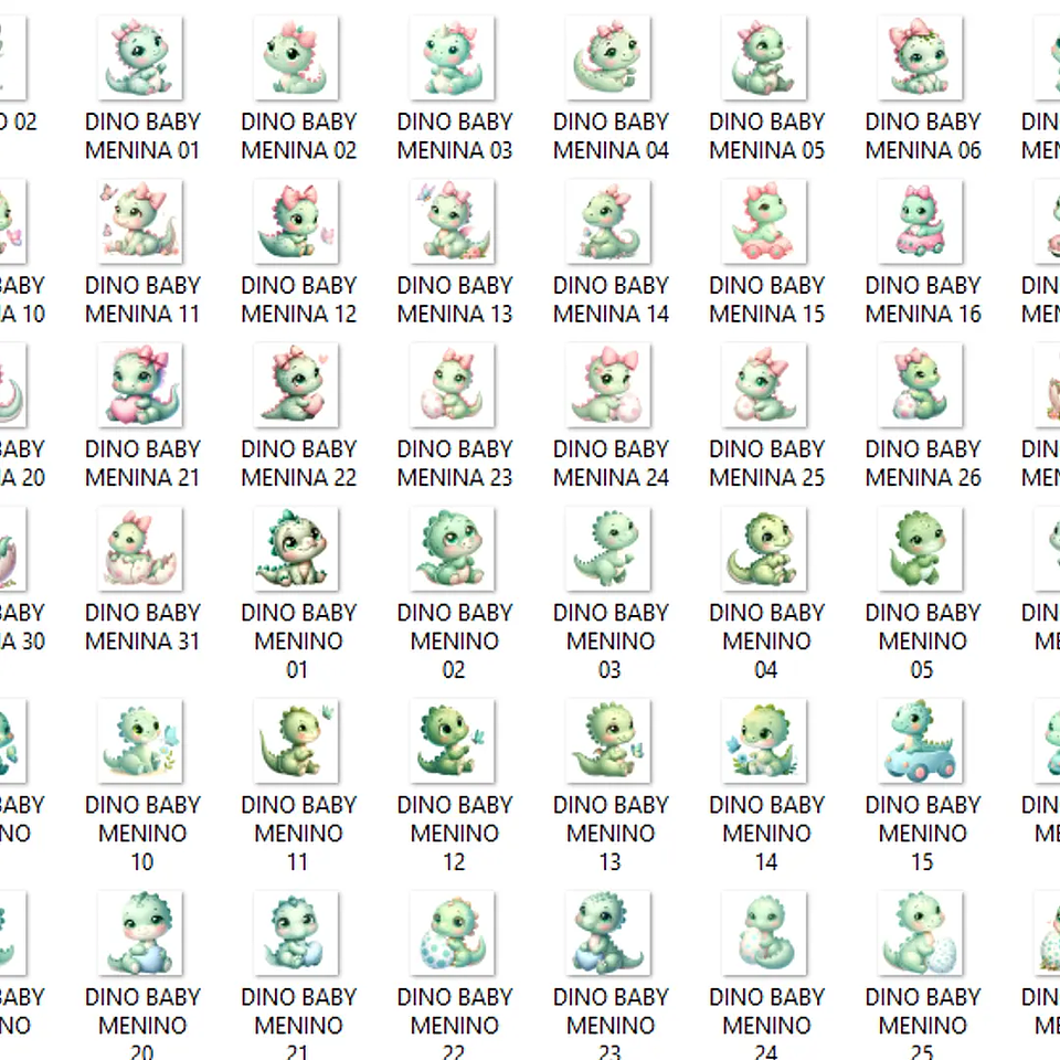 Kit Digital Dino Baby Verde - Que Fofura 3
