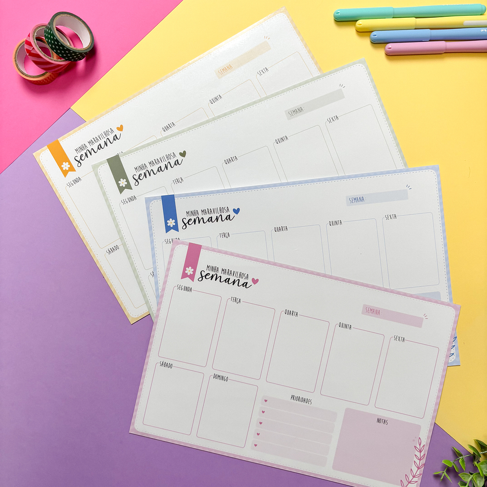 Arquivo Planner de Mesa Semanal - Tudo pra Papelaria 1