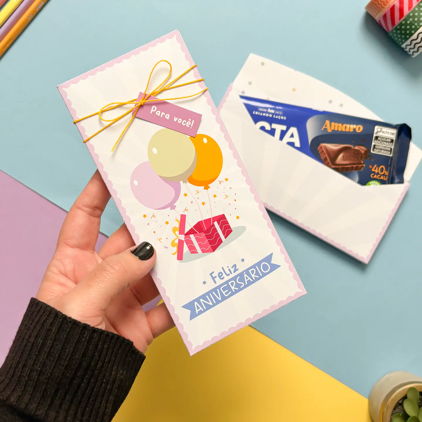 Arquivo Caixa Barra de Chocolate Aniversário - Tudo pra Papelaria 1