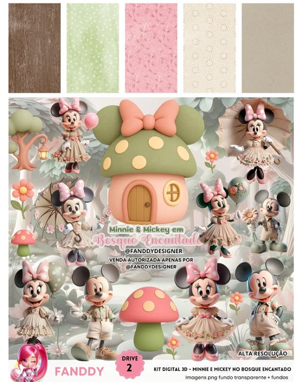 Kit Digital Minnie e Mickey no Bosque Encantado - Fanddy 1
