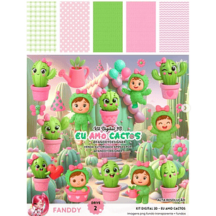 Kit Digital Eu Amo Cactos - Fanddy