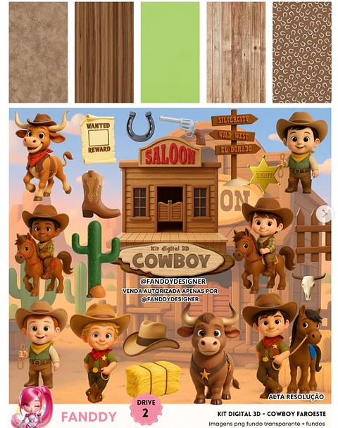 Kit Digital Cowboy - Fanddy