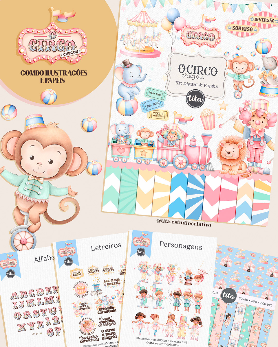 Kit Digital Combo Circo Candy - Tita 1