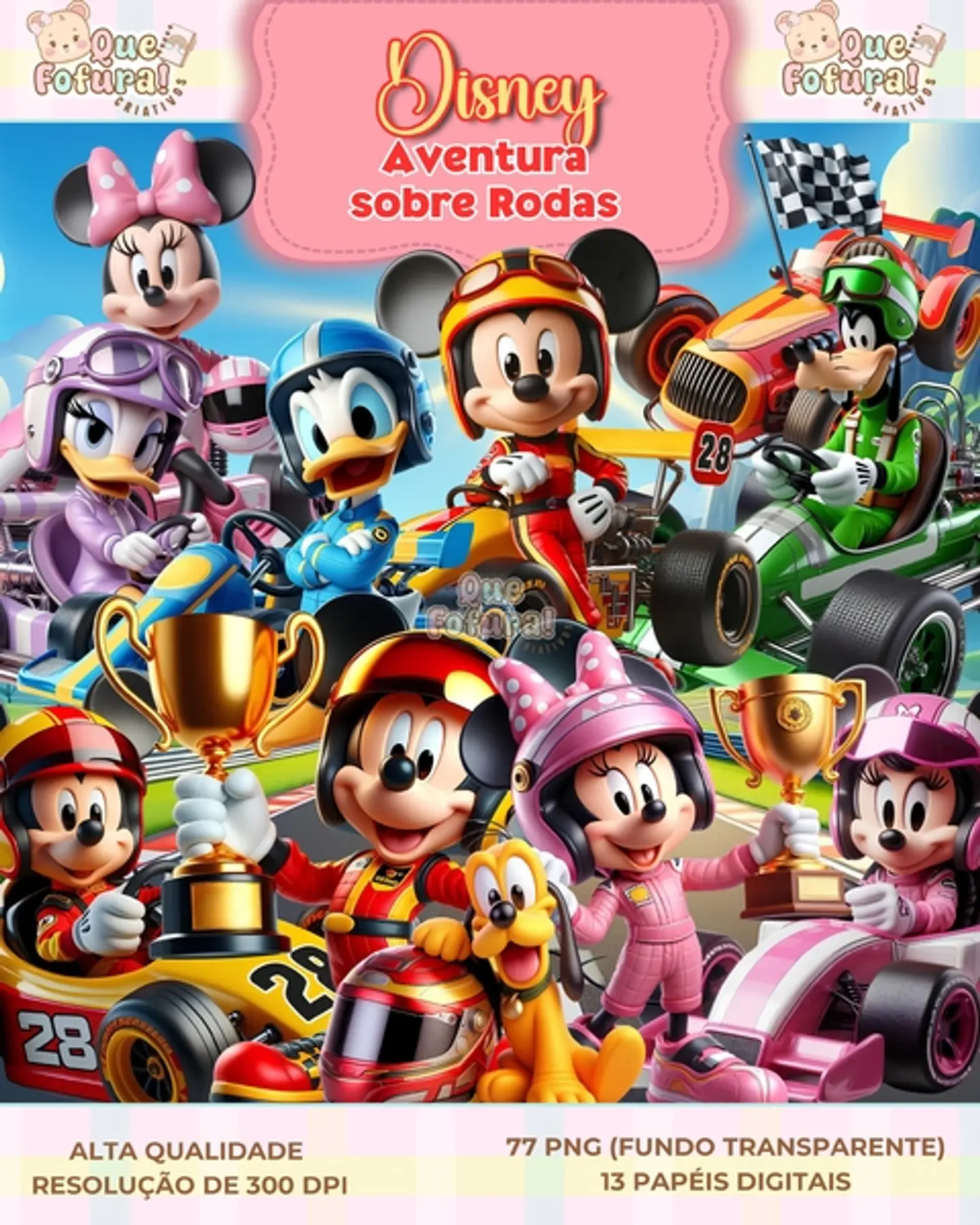 Kit Digital Disney Aventura Sobre Rodas - Que Fofura 1