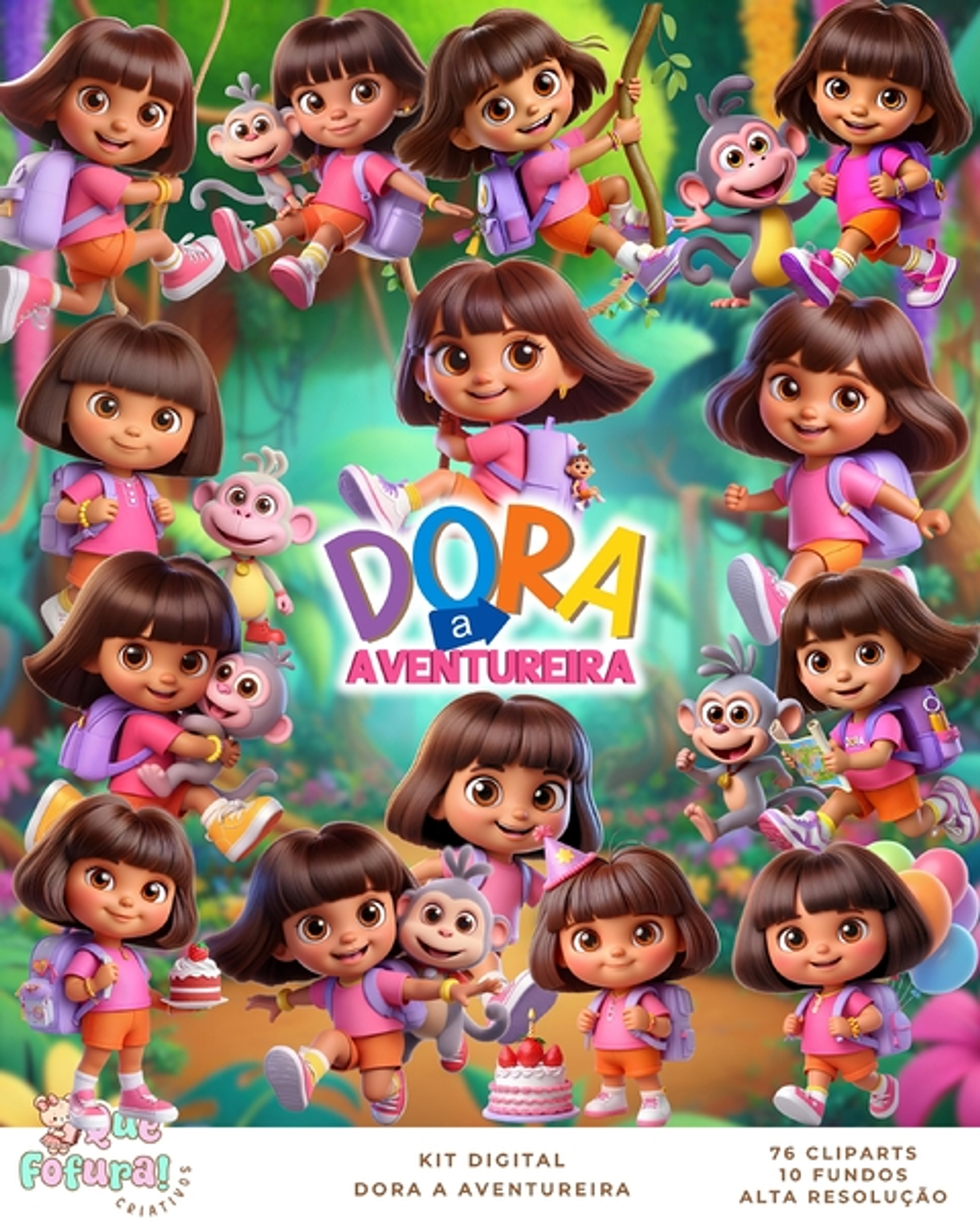 Kit Digital Dora Aventureira - Que Fofura 1