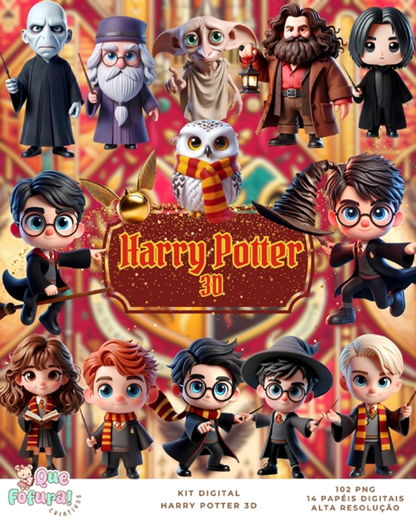 Kit Digital Harry Potter - Que Fofura 1