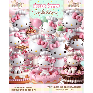 Kit Digital Hello Kitty Confeiteira - Que Fofura