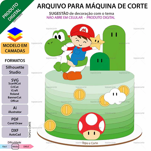 Arquivo topo de bolo Super Mario Baby