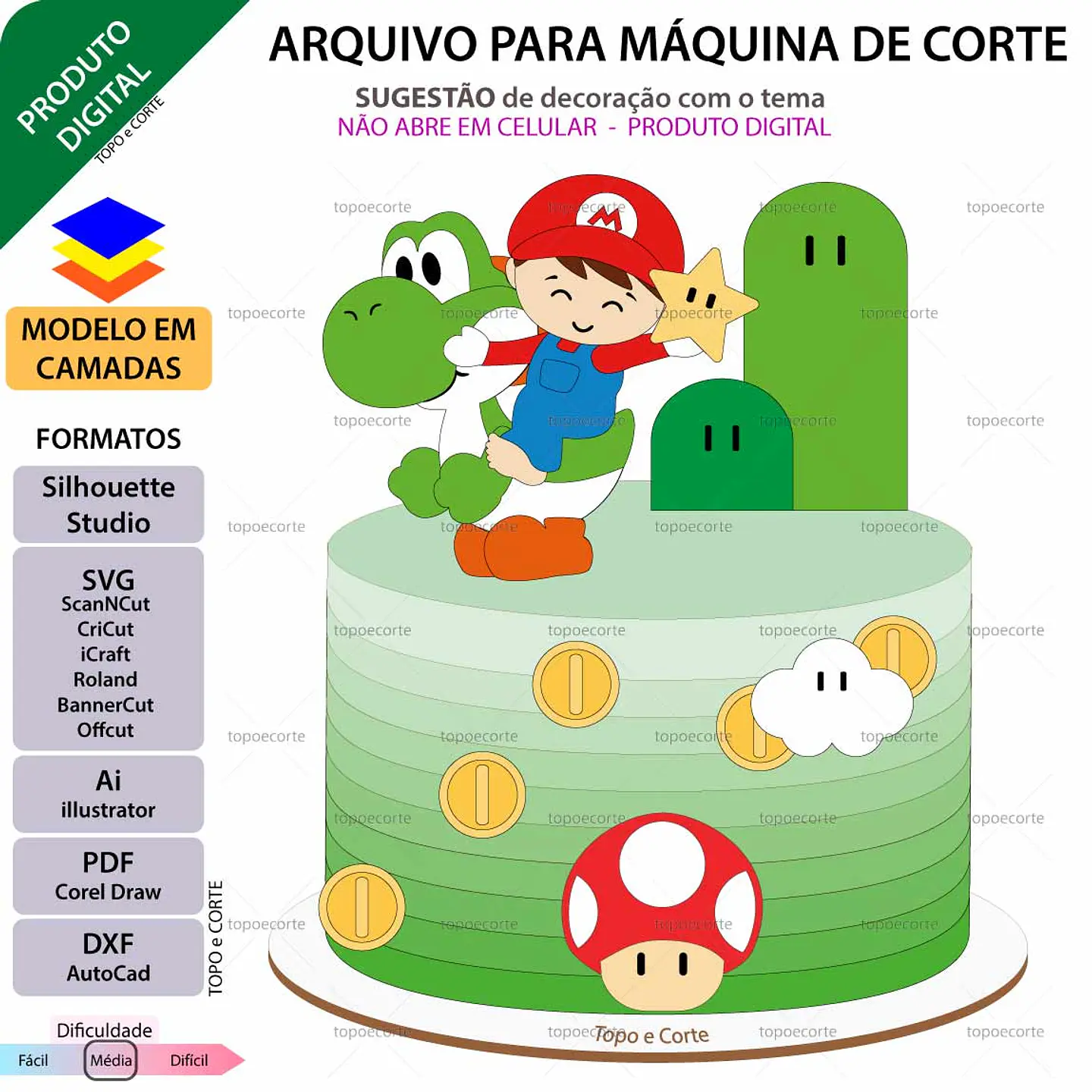 Arquivo topo de bolo Super Mario Baby 1