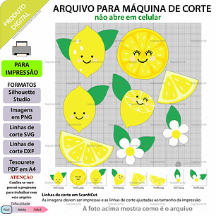 Arquivo topo de bolo Frutinhas Limões