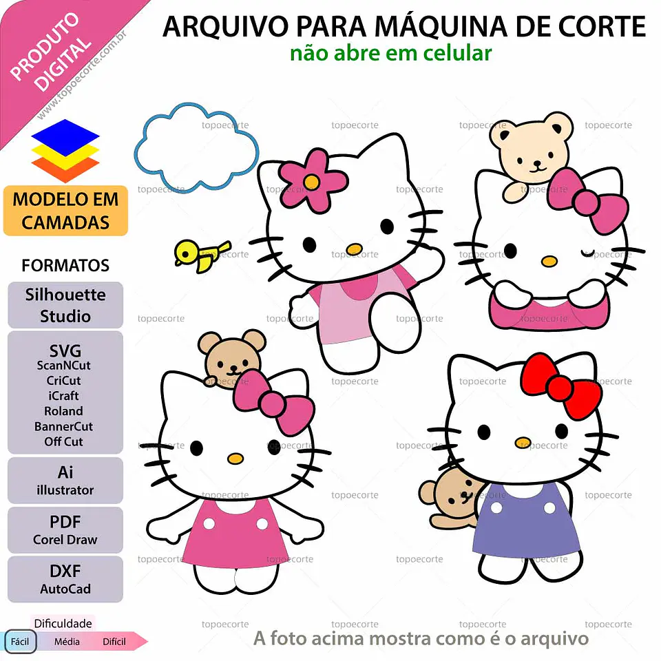 Arquivo topo de bolo Hello Kitty 1
