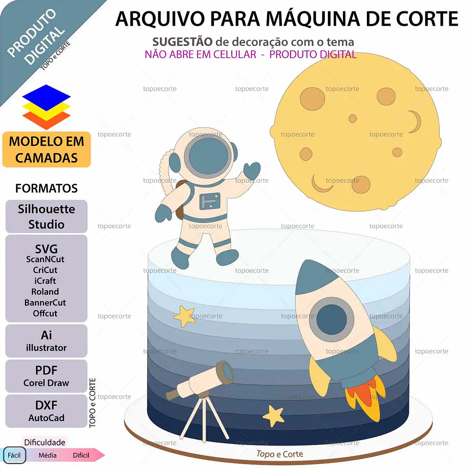 Arquivo topo de bolo Astronauta 1
