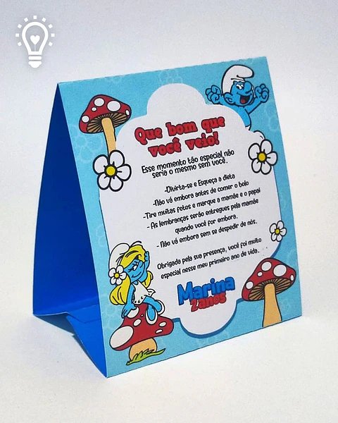 Arquivo Plaquinha de Mesa Smurfs - Criar Bv