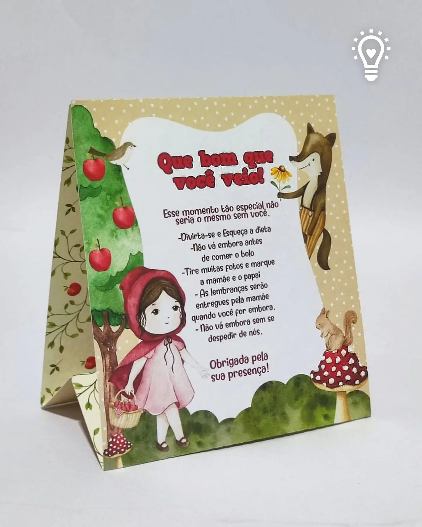 Arquivo Plaquinha de Mesa Chapeuzinho Vermelho - Criar Bv 1