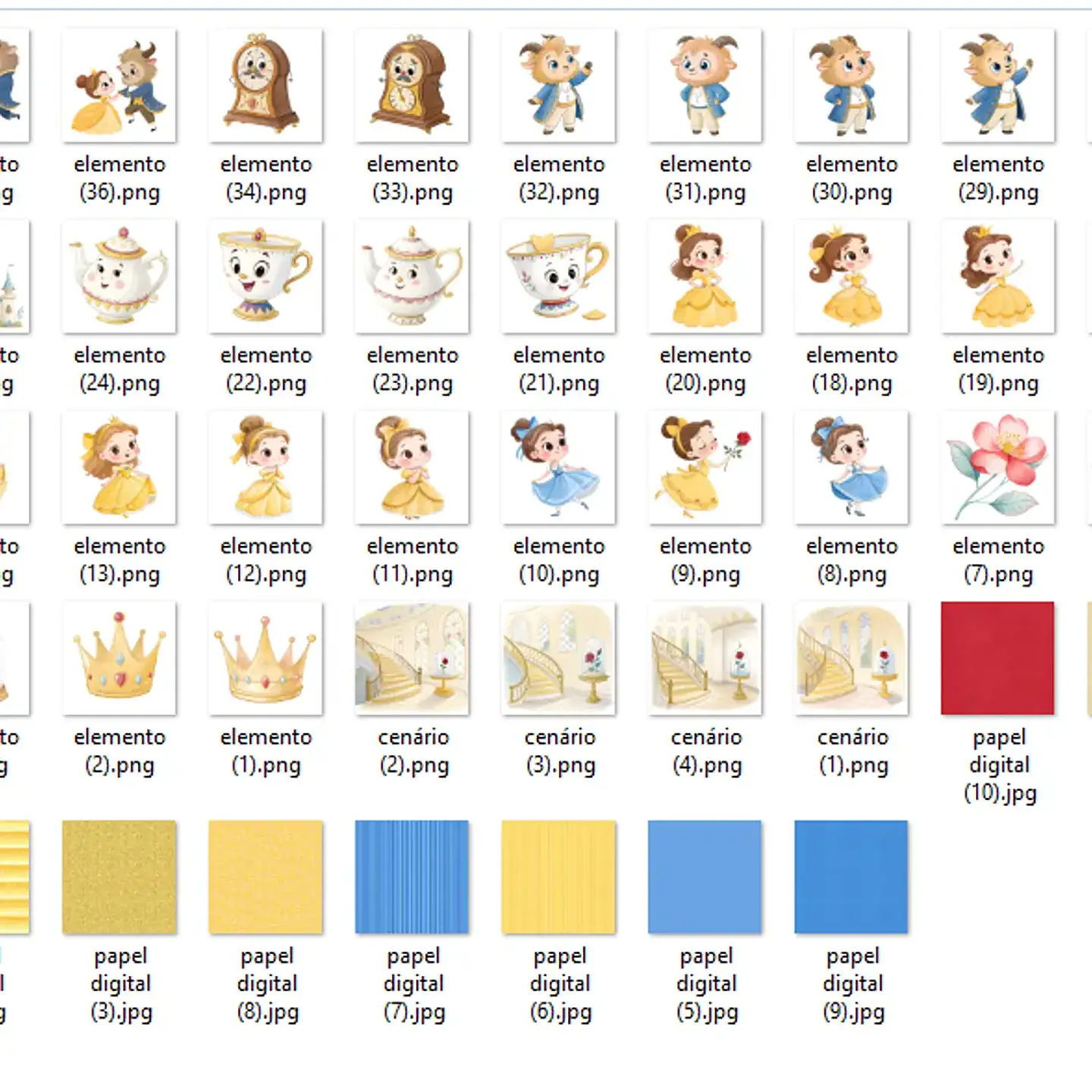 Kit Digital A Bela e a Fera Aquarela - Fanddy 2