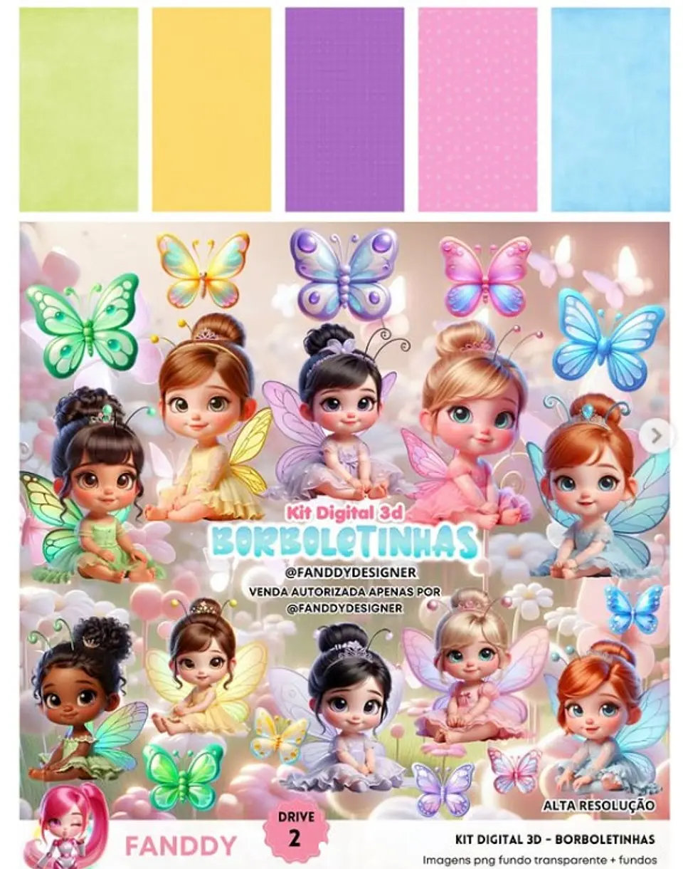 Kit Digital Borboletinhas Mascote Baby - Fanddy 1