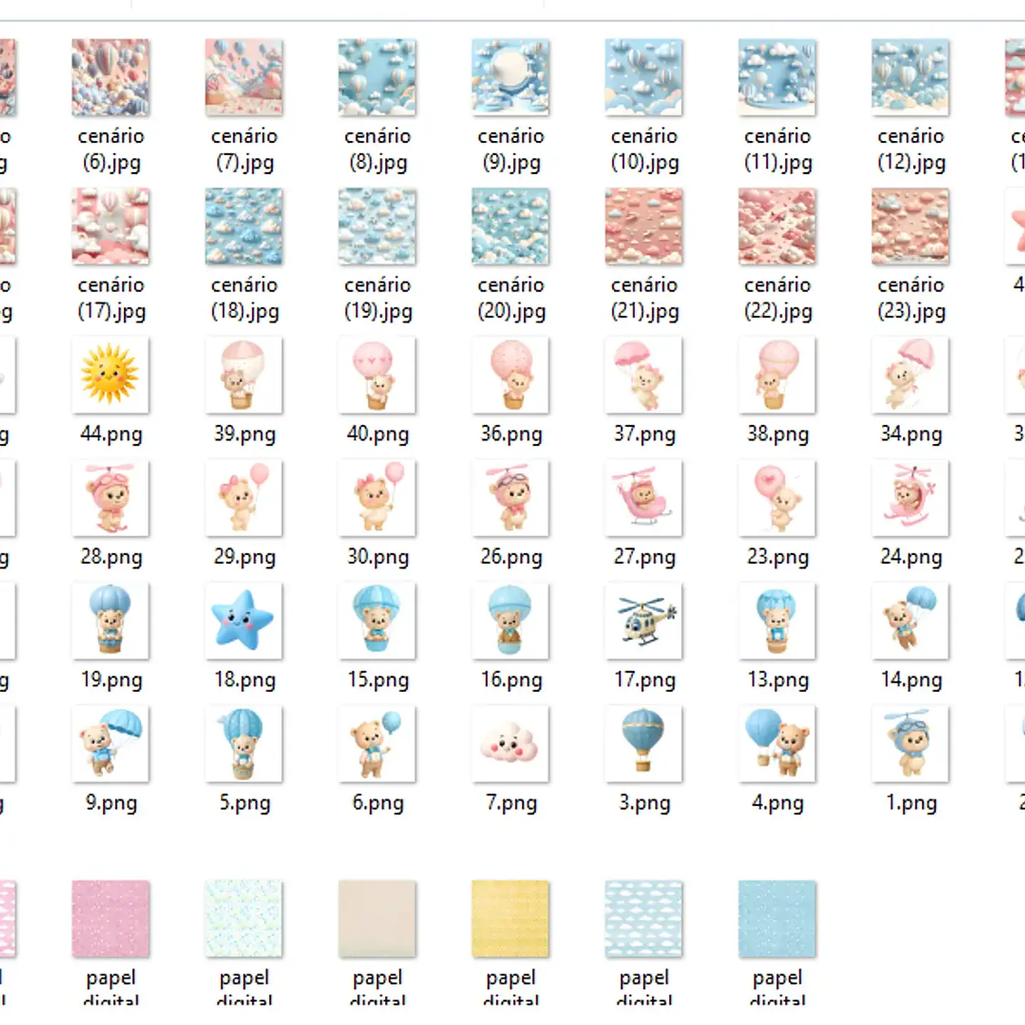 Kit Digital Voando Alto Ursinho e Ursinha 3D - Fanddy 2