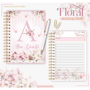 Arquivo Encadernação Rosa Floral - Lina