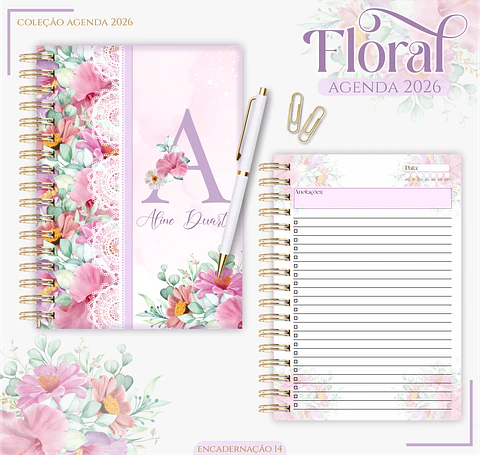 Arquivo Encadernação Floral Lilás - Lina