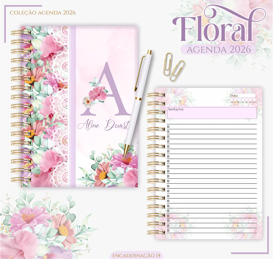 Arquivo Encadernação Floral Lilás - Lina 1