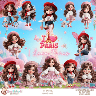 Kit Digital I Love Paris - Que Fofura Criativos