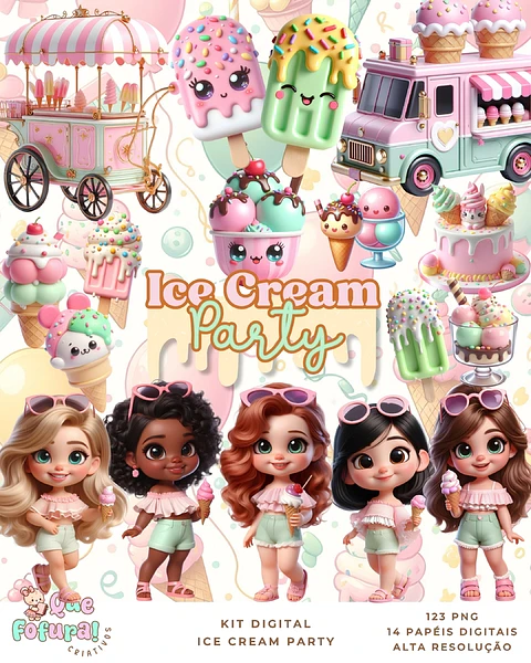 Kit Digital Ice Cream Party - Que Fofura Criativos
