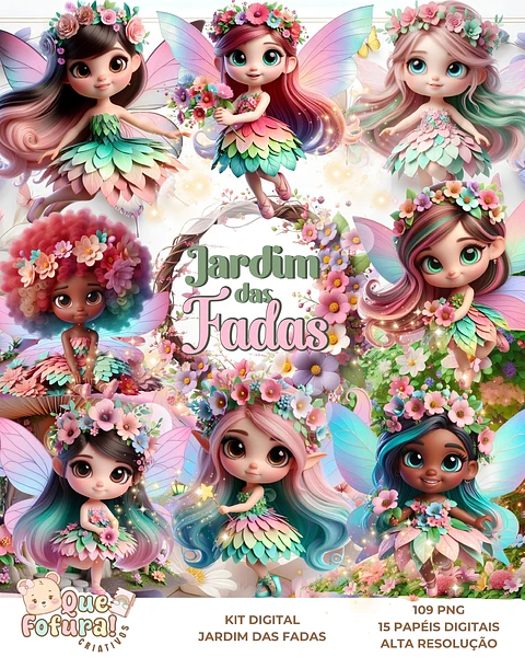 Kit Digital Jardim das Fadas - Que Fofura Criativos