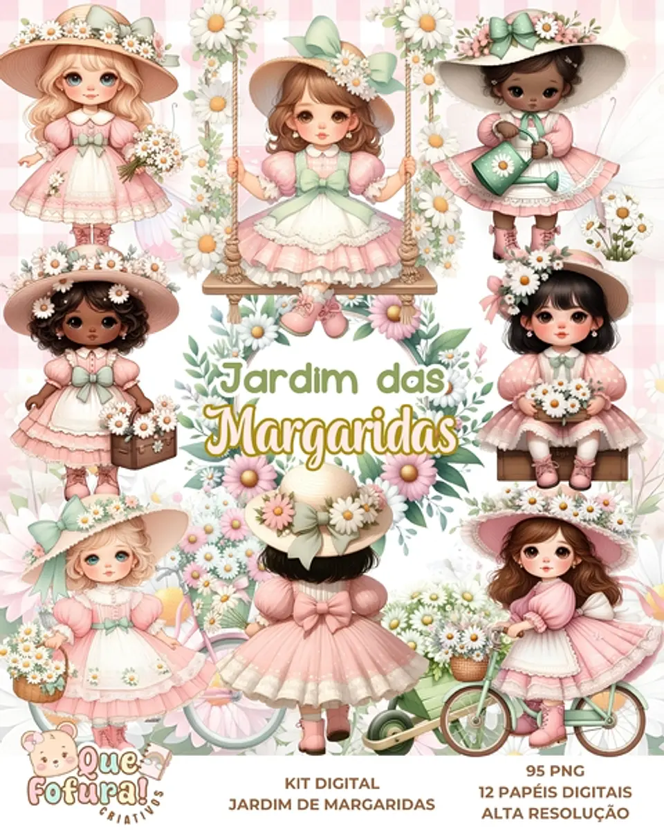 Kit Digital Jardim das Margaridas - Que Fofura Criativos 1