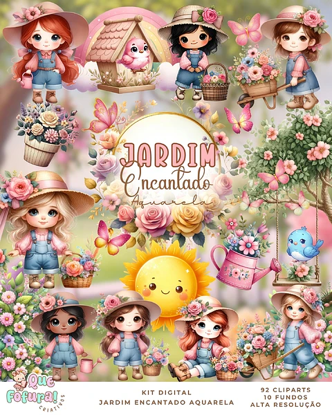 Kit Digital Jardim Encantado - Que Fofura Criativos