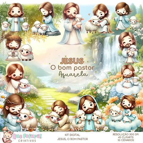 Kit Digital Jesus, O Bom Pastor - Que Fofura Criativos